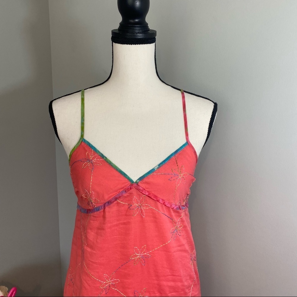 Y2K Floral Tie Dye Trim Cami Dress 2004 - Picture 2 of 9